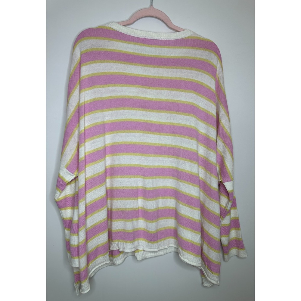 MERSEA Catalina Crewneck Sweater One Size Pink Yellow Striped Oversized Mer Sea - Picture 9 of 12